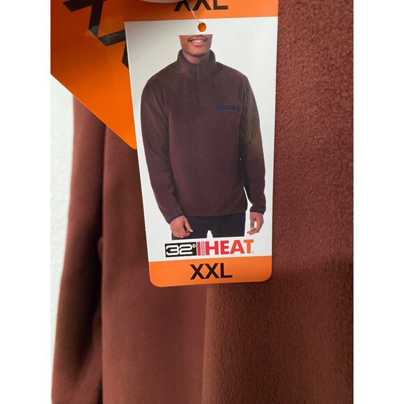 32 Heat Men Quarter Snap Fleece Pull Over Sweater XXL Red Maroon Mock Neck - Picture 5 of 10